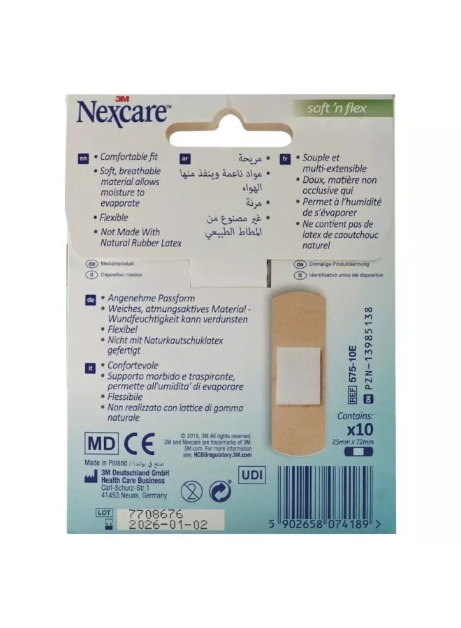 Nexcare Soft'N Flex Stretchy Bandage Strips, Pack of 10pcs- 25mm X72mm - Image 2
