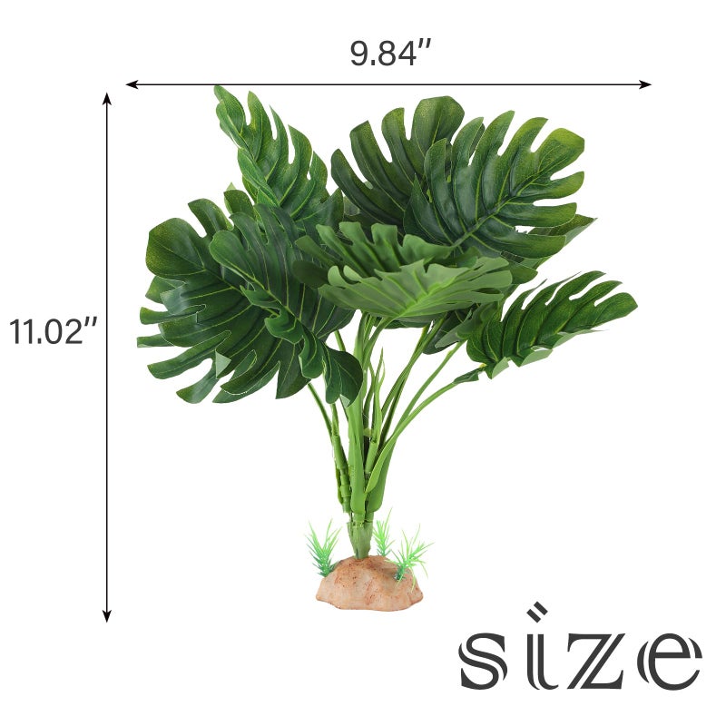 IBWell Reptile Plants - Tortoise Habitat Accessories, Artificial Spider Plant for Gecko, Ball Python, Terrarium Decor - Monstera - Image 2