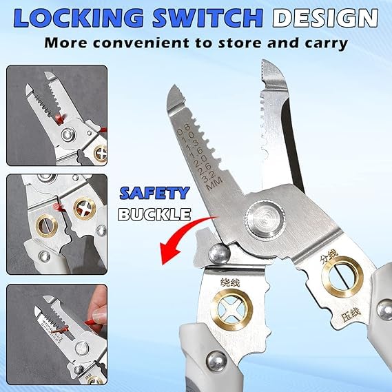Deoxys Multifunctional Wire Stripper Crimper Cable Cutter Pliers Professional Electrical Wire Stripping Pliers Adjustable Automatic Stripping Crimping Pliers Terminal Hand Wiring Tool - Image 5