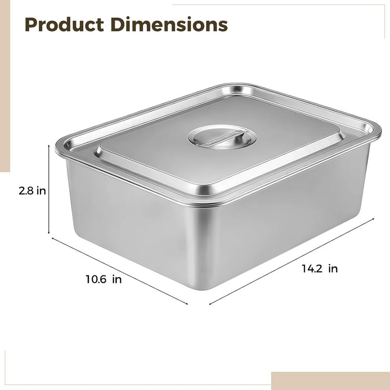 14.2 X 10.6 X 2.8 In Stainless Steel Steam Table Pan With Lid, Extra Lasagna Pan For Cooking And Baking - Image 3