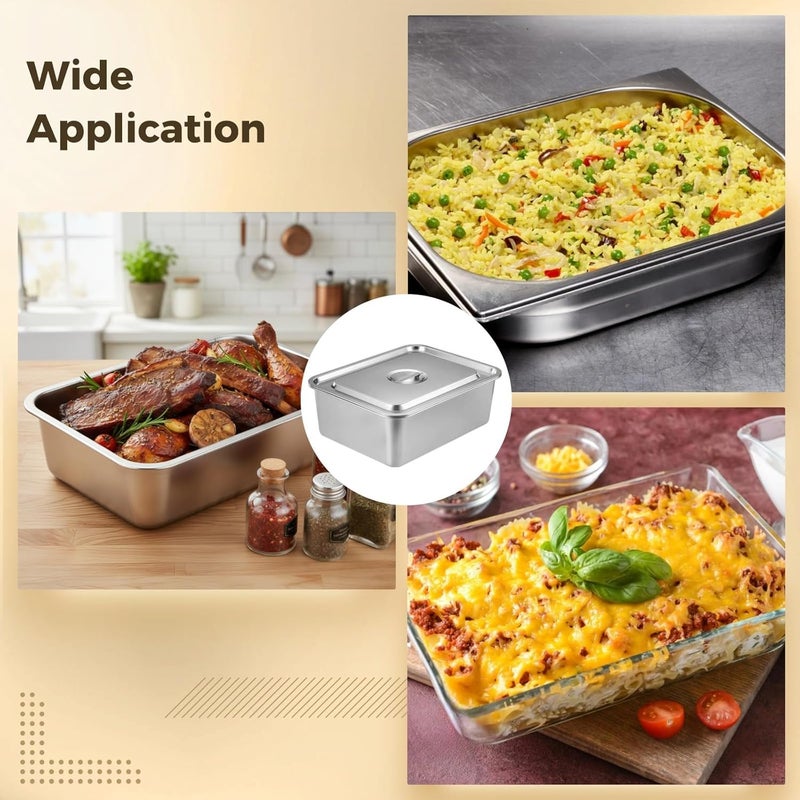 14.2 X 10.6 X 2.8 In Stainless Steel Steam Table Pan With Lid, Extra Lasagna Pan For Cooking And Baking - Image 2