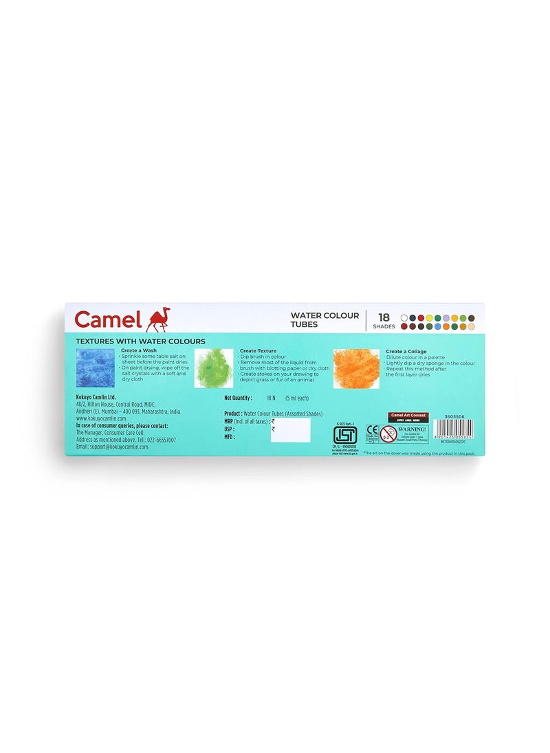 camel Camel Student Water Color Tube-5Ml Tubes,18 Shades,Multicolour  - Image 2