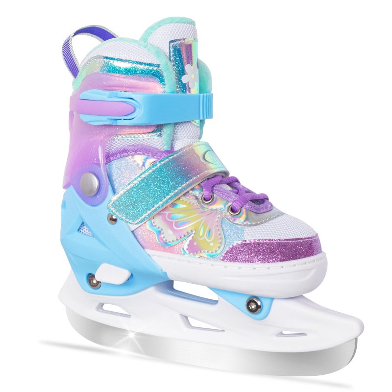 Nattork Girls Ice Skates for Kids 4 Size Adjustable Butterfly Ice Skate with Fleece Lining for Outdoor & Rink X-Small(7C-9C) Purple - Image 1