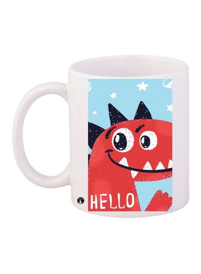 RYN Cartoon Printed Coffee Mug White/Red/Blue 11ounce