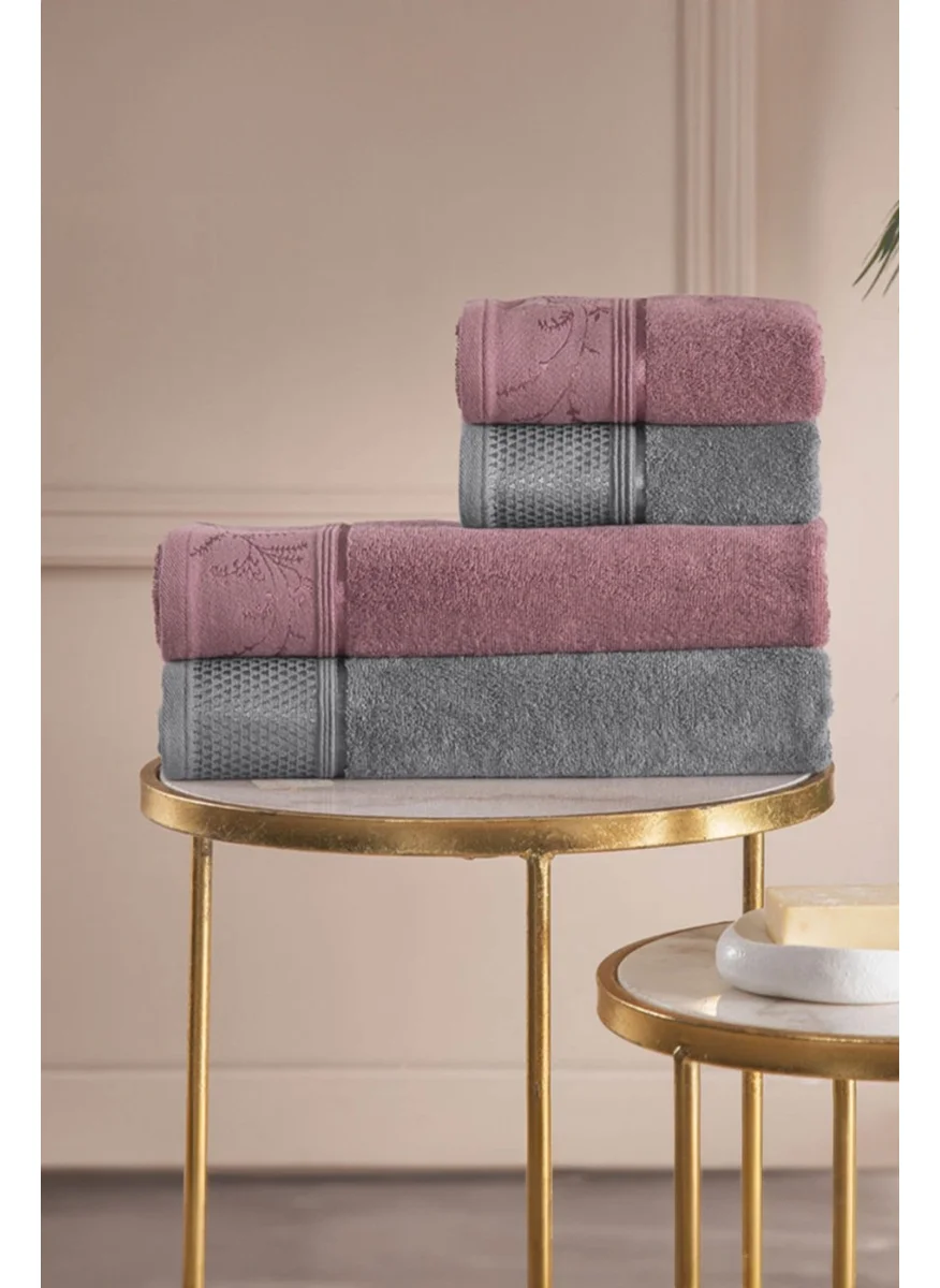 Favora Ditsy Best Set Bath Set - Plum - Anthracite