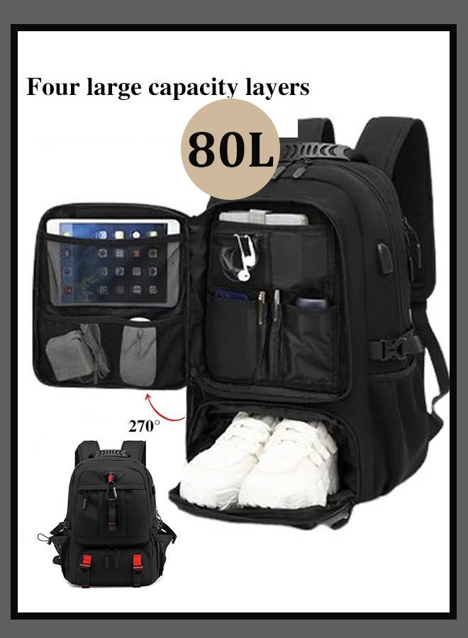 Canway Men Outdoor Sports Mountaineering Bag, External Charging Port, Independent Shoe Compartment, Large Capacity Scientific Compartmentalized Backpack, Short Distance Luggage Bag - Image 1