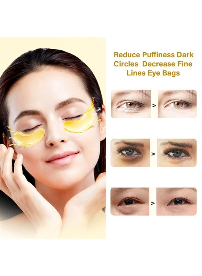 Adofect 30 Pairs Gold Eye Mask Under eye patches Power Crystal Gel Collagen Masks Great For Face, Dark Circles and Puffiness, Beauty & Personal Care - Image 1