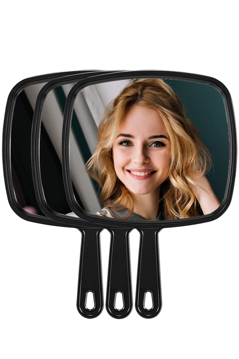 MIRRORNOVA Hand Mirror Extra Large Barber Hairdressing Handheld Mirror with Handle for Salon Pack of 3