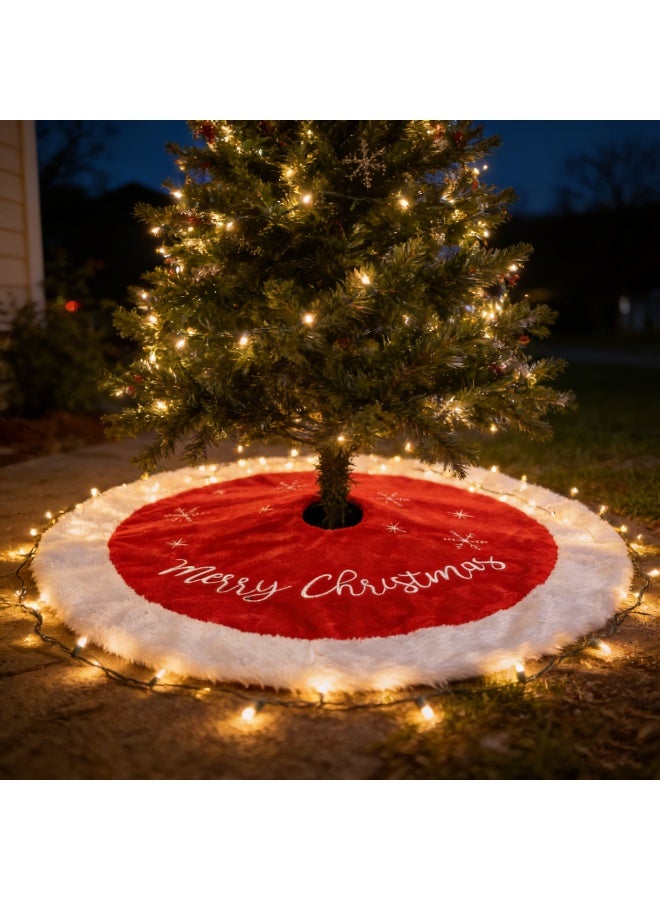 TAPIT 48 Inch Large Christmas Tree Skirt Xmas Soft Cover Mat Decor Snowflake Collar Farmhouse Tree Skirt for Holiday Ornaments Party Home Indoor Decorations - Image 5