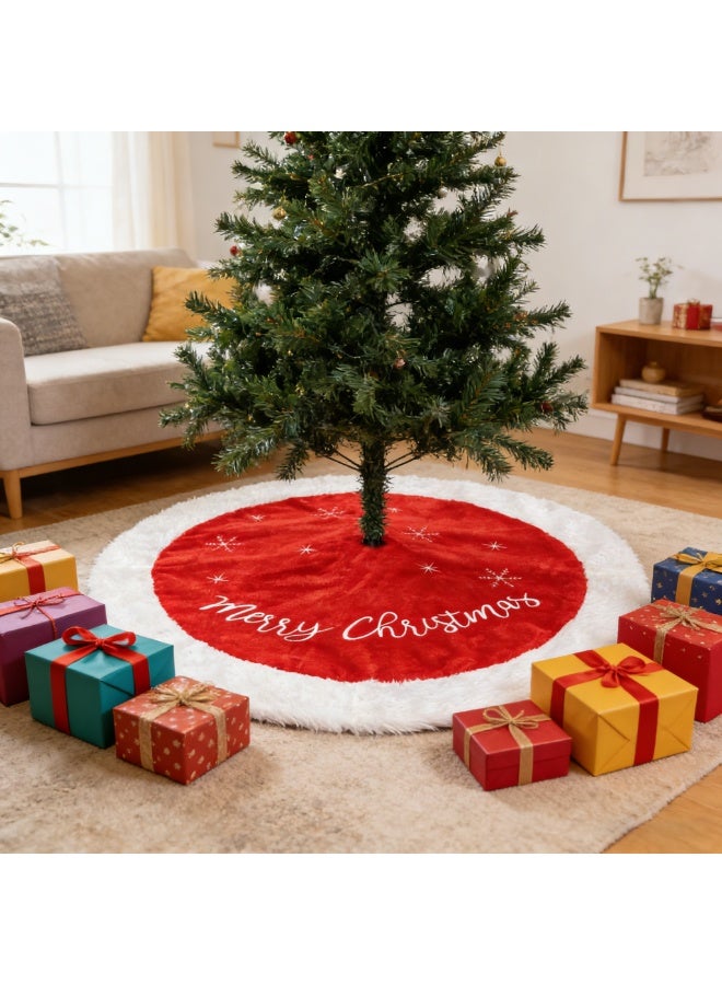TAPIT 48 Inch Large Christmas Tree Skirt Xmas Soft Cover Mat Decor Snowflake Collar Farmhouse Tree Skirt for Holiday Ornaments Party Home Indoor Decorations - Image 4