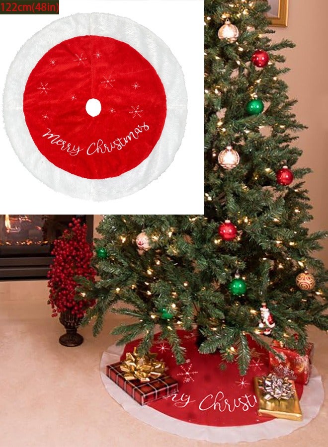 TAPIT 48 Inch Large Christmas Tree Skirt Xmas Soft Cover Mat Decor Snowflake Collar Farmhouse Tree Skirt for Holiday Ornaments Party Home Indoor Decorations - Image 1