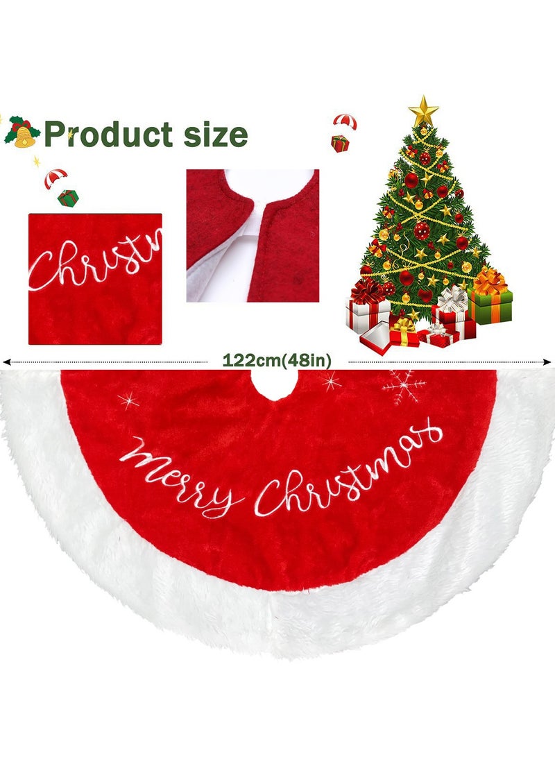 TAPIT 48 Inch Large Christmas Tree Skirt Xmas Soft Cover Mat Decor Snowflake Collar Farmhouse Tree Skirt for Holiday Ornaments Party Home Indoor Decorations - Image 2