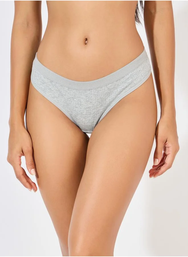 Styli Pack of 5 - Solid Cotton Rib Thong