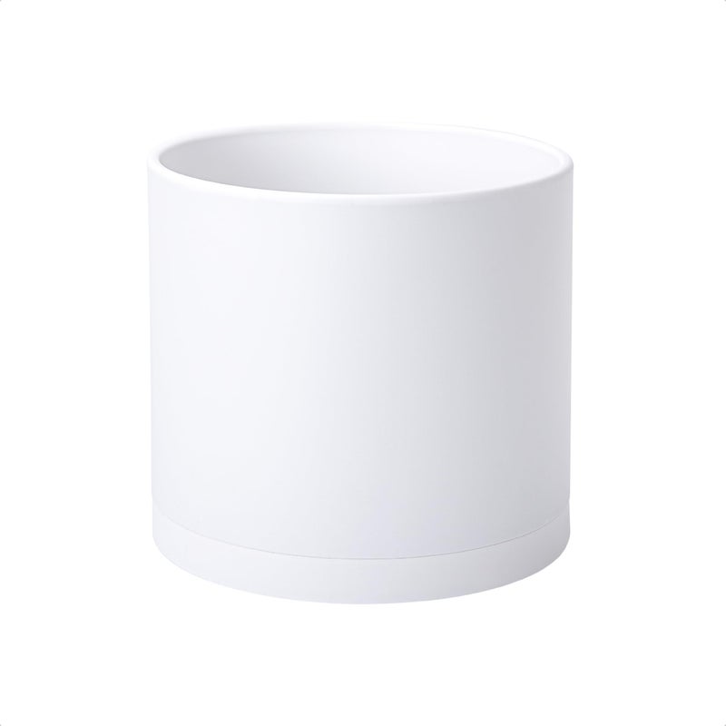 D'vine Dev 8 Inch Plastic Planter Pots for Plant Pot with Drainage Hole and Seamless Saucers, White Color, 74-X-A-1 - Image 1