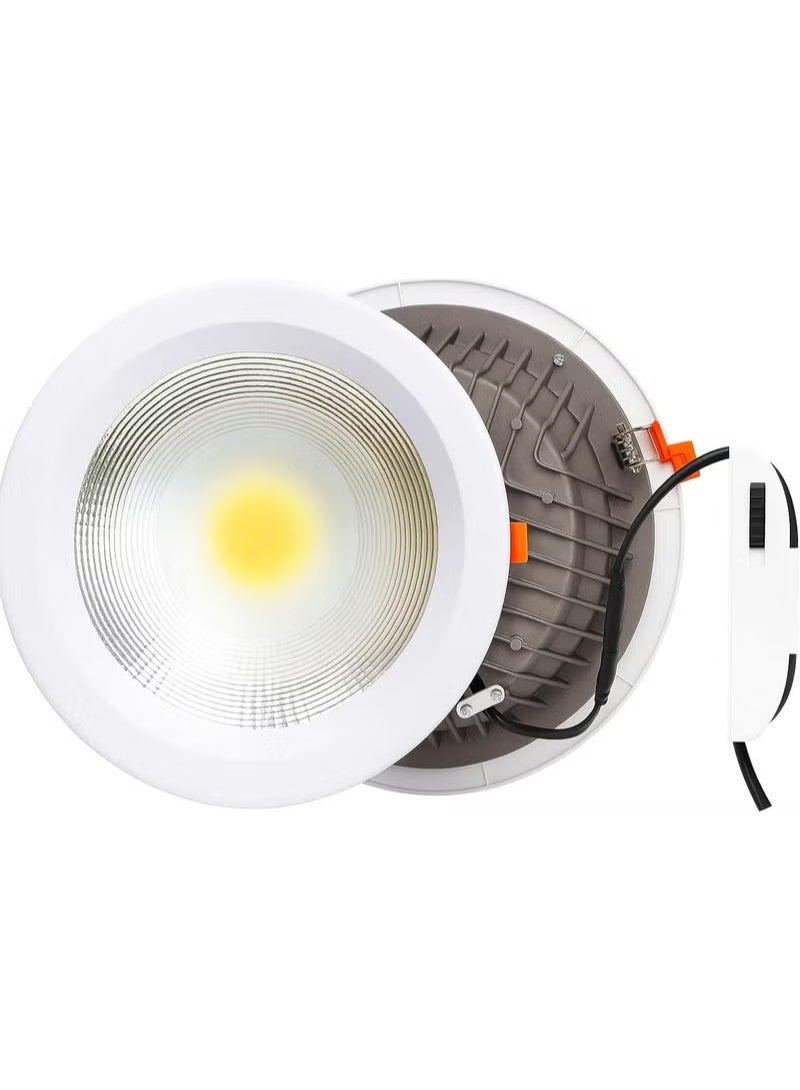 ESNCO COB Down Light SF WH 30W LED COB Recessed Downlight, 2700 Lumens, Anti-Glare, Matte White, 20cm Ceiling Opening - Image 1