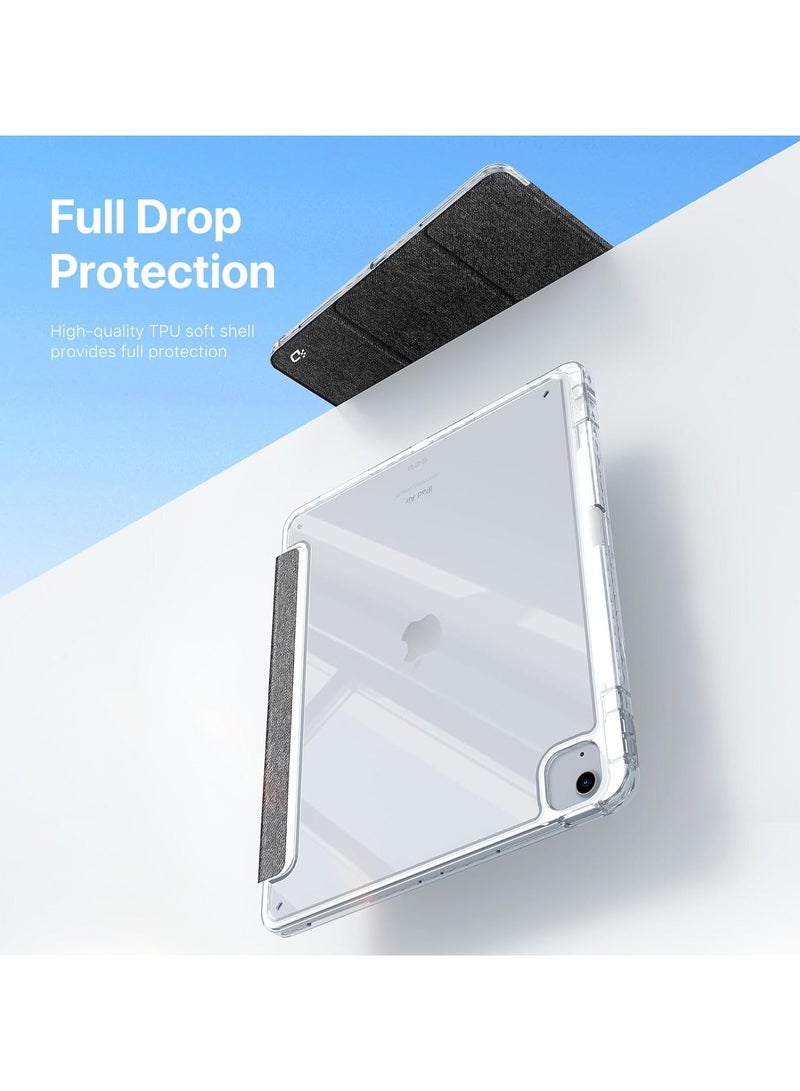 General Case Compatible with iPad Air 13 (2024) 13.0", Tri-Fold PU Leather Case Built-in Pencil Holder Transparent Back Cover Protective Shell with Auto Wake/Sleep  - Image 4
