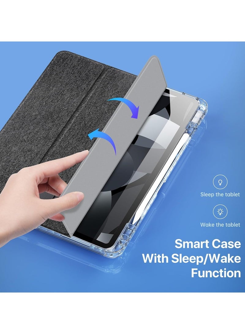 General Case Compatible with iPad Air 13 (2024) 13.0", Tri-Fold PU Leather Case Built-in Pencil Holder Transparent Back Cover Protective Shell with Auto Wake/Sleep  - Image 5