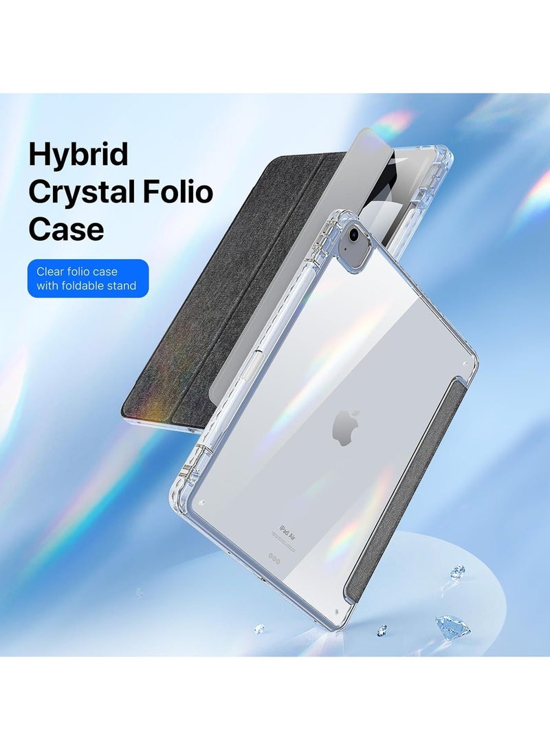 General Case Compatible with iPad Air 13 (2024) 13.0", Tri-Fold PU Leather Case Built-in Pencil Holder Transparent Back Cover Protective Shell with Auto Wake/Sleep  - Image 3