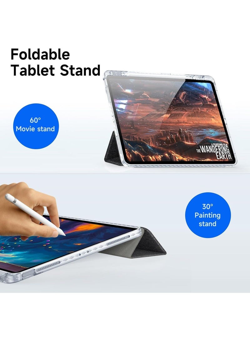 General Case Compatible with iPad Air 13 (2024) 13.0", Tri-Fold PU Leather Case Built-in Pencil Holder Transparent Back Cover Protective Shell with Auto Wake/Sleep  - Image 2