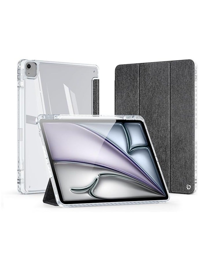 General Case Compatible with iPad Air 13 (2024) 13.0", Tri-Fold PU Leather Case Built-in Pencil Holder Transparent Back Cover Protective Shell with Auto Wake/Sleep  - Image 1