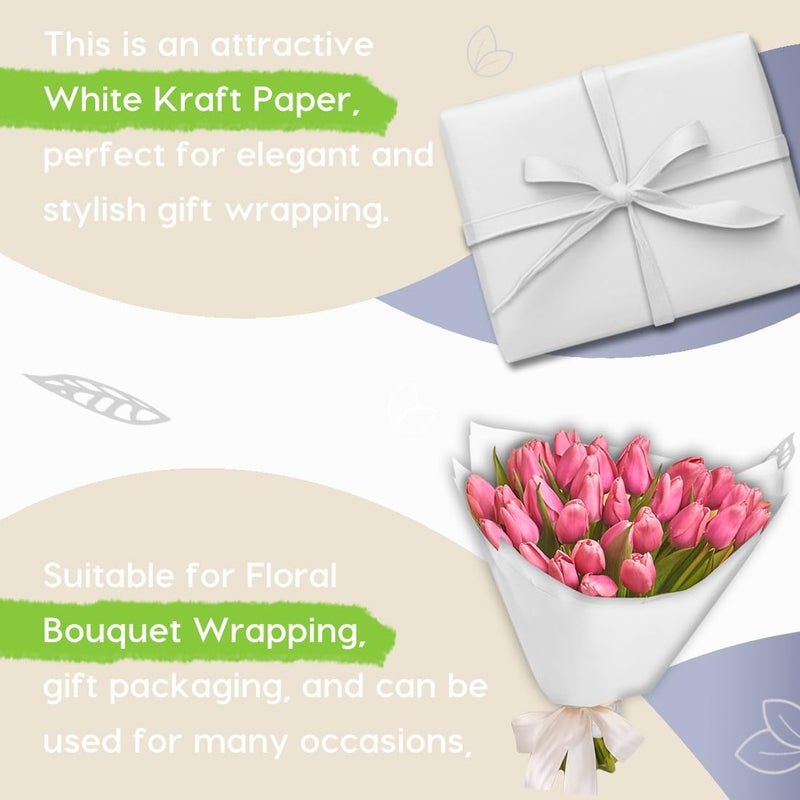 PH PERKHOMY PerkHomy 36" x 1,440" (120') White Kraft Paper Roll for Craft Bulletin Board Paper Art Table Covering Crafting Gift Wrapping Bouquet Packing Parcel 80GSM 55LB (White, 36" x 120') - Image 4