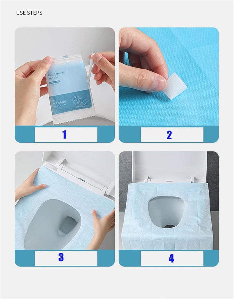 Nan (20 Pack) Disposable Toilet Seat Covers - 100% Waterproof for Adults and Kids - Travel Accessories for Public Restrooms, Airplane, Camping (40*60cm), Blue - Image 5
