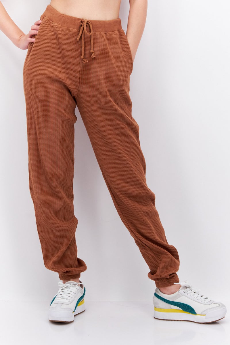 Sage Collective Women Regular Fit Textured Sweatpants, Brown  - Image 1