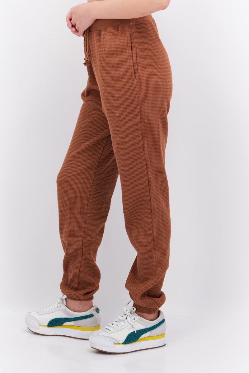 Sage Collective Women Regular Fit Textured Sweatpants, Brown - Image 4