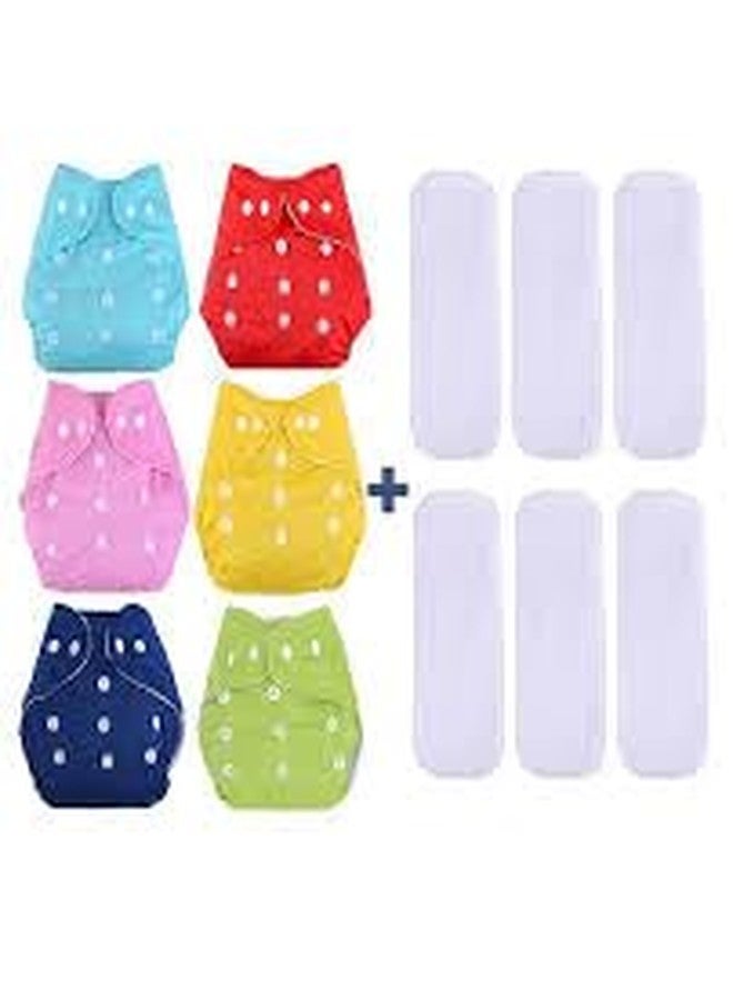 Miracle Moms Baby Cloth Diapers + Inserts/Washable and Reusable/ 100% adjustable Nappy for 0-3 years/Baby cloth diaper pants and white inserts (Multicolor, One Size, 6, count) - Image 1