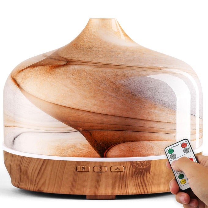500ML ESSENTIAL OIL DIFFUSER AROMA ULTRASONIC HUMIDIFIER WITH REMOTE CONTROL BPA FREE AUTO SHUTOFF TIMER SETTING FOR LARGE ROOM SLEEPING YOGA