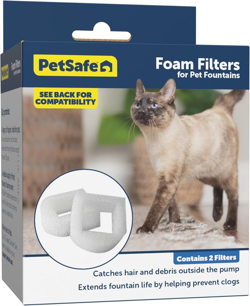 PetSafe Drinkwell Replacement Foam Filters - Compatible with PetSafe Ceramic and Stainless Steel Pet Fountains for Water Dispensers, 2 Pack - Image 1