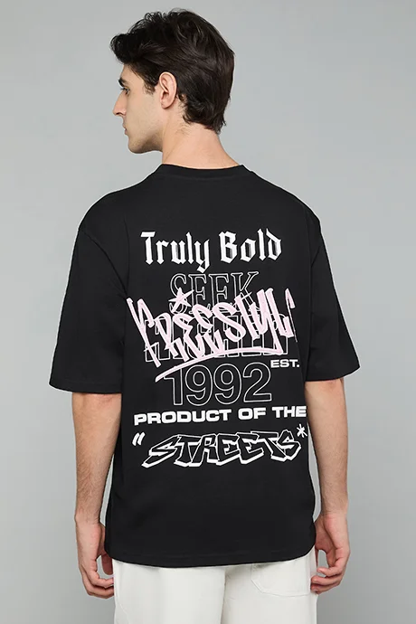 R&B Printed T-Shirt with Crew Neck and Short Sleeves