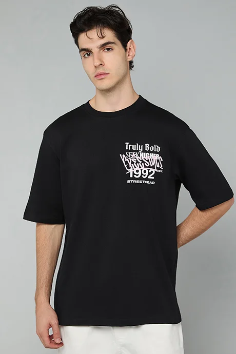 R&B Printed T-Shirt with Crew Neck and Short Sleeves