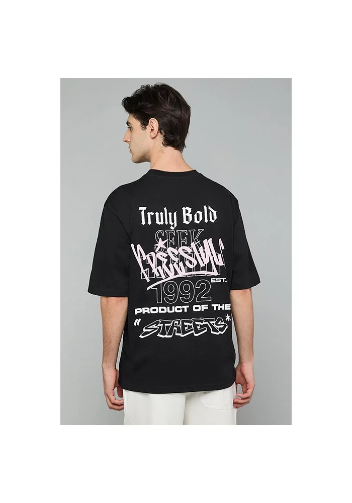 أر أند بي Printed T-Shirt with Crew Neck and Short Sleeves