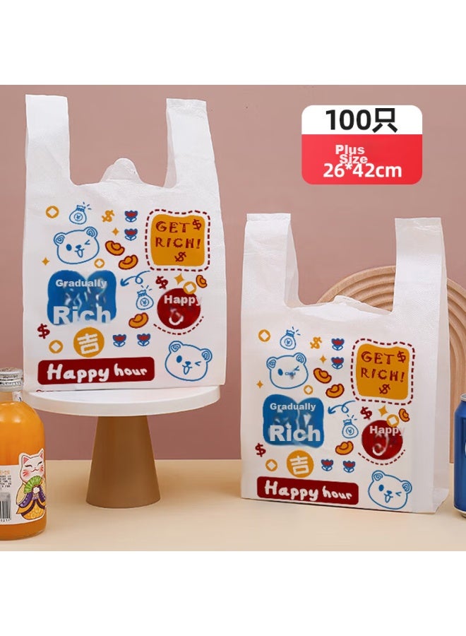MR. Miaoran Vest-style Garbage Bags, 100 Count, Single Layer, 1.5 Microns Thick, 26*42cm, Cartoon Plastic Bags, Handheld Shopping Bags, Packaging And Storage Bags - Image 1