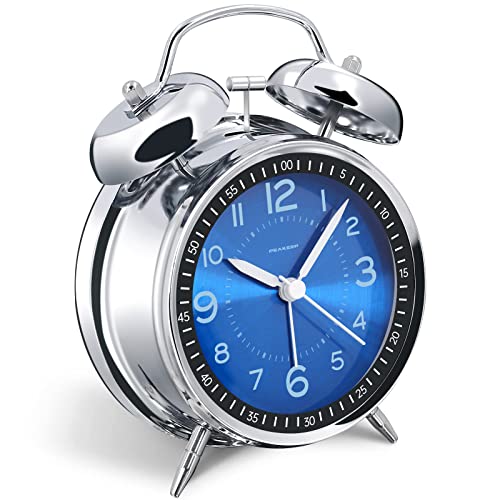 Peakeep Loud Alarm Clock for Heavy Sleepers Adults, Metal 4.5 Inches Twin Bell Battery Operated Analog Alarm Clocks for Bedrooms Decoration (Jewel Blue) - Image 1