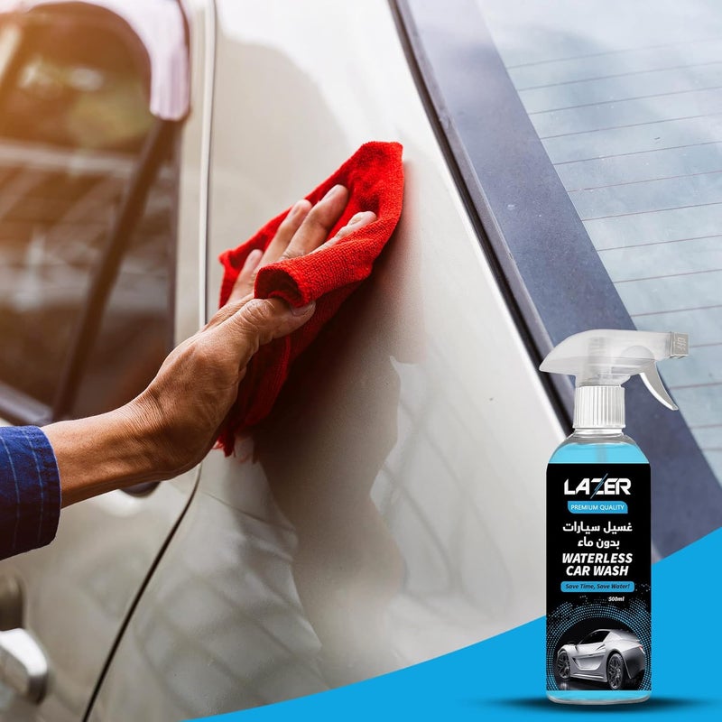 LAZER WATERLESS CAR WASH 16 Oz(500ml) EASY WATERLESS DETAILING SPRAY – NO SOAP OR WATER NEEDED JUST SPRAY & WIPE - SAFE FOR CARS, TRUCKS, SUVs, MOTORCYCLES, RVs &MORE - Image 4
