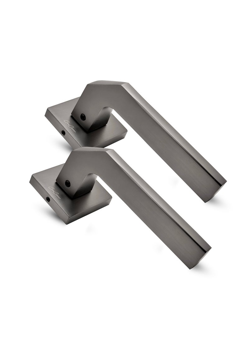 CINCINNO Scandia Premium Anti-Rust Aluminium Door Handle Pair – Angular Design - For Home & Office, UV Protection, 2-Year Color & 5-Year Mechanical Warranty, Salt Spray Tested (Gun Metal Grey)  - Image 1