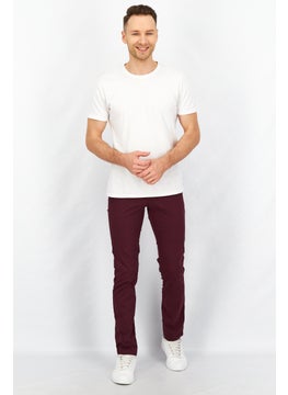 Celio Men Slim Fit Plain Stretchable Chino Pants, Bordeaux  - Image 2