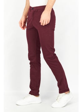 Celio Men Slim Fit Plain Stretchable Chino Pants, Bordeaux  - Image 4