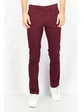 Celio Men Slim Fit Plain Stretchable Chino Pants, Bordeaux  - Image 1