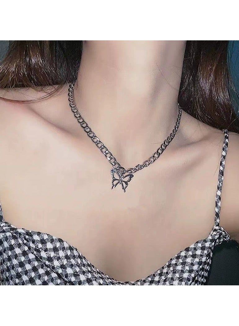 Goolsky قلادة سلسلة كوبانية فراشة هيب هوب الأوروبية والأمريكية - قلادة عصرية للجنسين للنادي، ملابس الشارع - Image 1