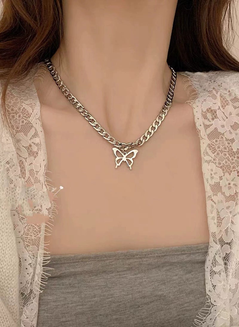 Goolsky قلادة سلسلة كوبانية فراشة هيب هوب الأوروبية والأمريكية - قلادة عصرية للجنسين للنادي، ملابس الشارع - Image 3