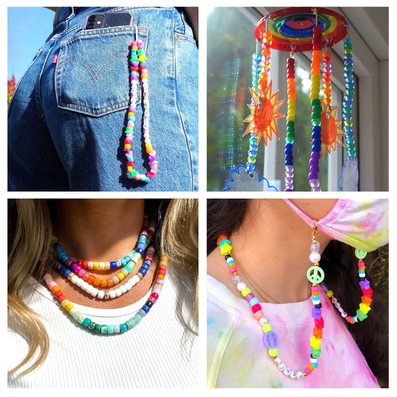 Quefe 3960pcs Pony Beads for Friendship Bracelet Making Kit 48 Colors Kandi Beads Set, 2400pcs Plastic Rainbow Bulk and 1560pcs Letter Beads with 20 Meter Elastic Threads for Craft Jewelry Necklace - Image 5