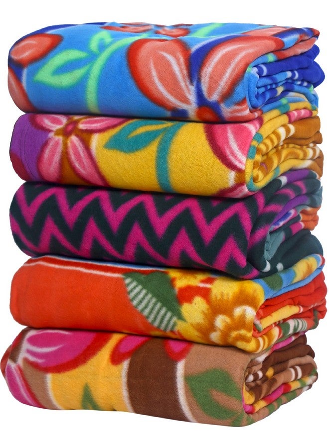 Goyal's Modern Printed Fleece Warm Single Bed All Season Blanket, 250TC - Multicolor (Pack of 5) - Image 1