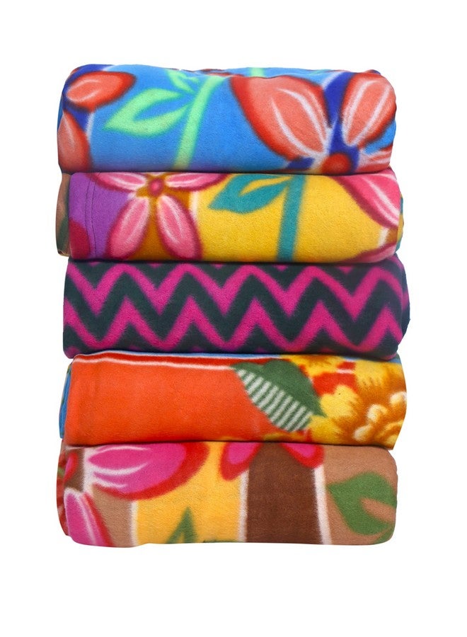Goyal's Modern Printed Fleece Warm Single Bed All Season Blanket, 250TC - Multicolor (Pack of 5) - Image 4