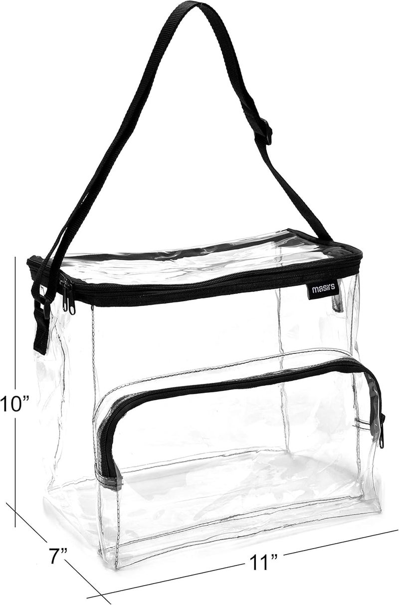 Masirs Clear Lunch Bag, Durable PVC Plastic See Through Lunch Bag with Adjustable Shoulder Strap Handle for Prison Correctional Officers, Work, School, Stadium Approved, Freezer Proof, (Large) - Image 4