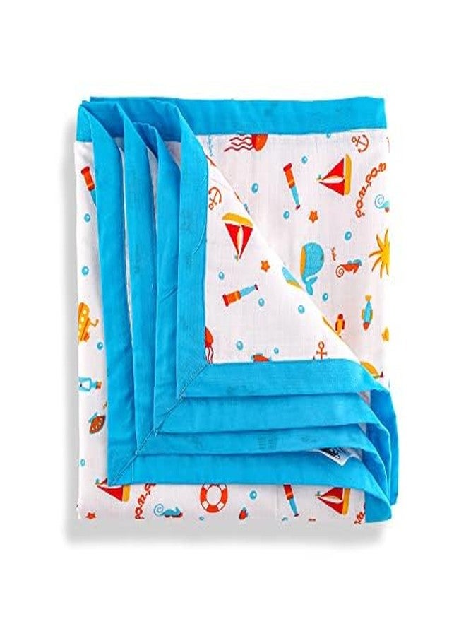 BUMSIES Newborn Baby Clothing Gift Set –Soft 100% Cotton Essentials for Boys & Girls | Gift Pack of 5-1Vest, 1Slip, 2Tie-Up Nappy/Langot & 2-Layer Swaddle/Blanket | Blue (New Born) - Image 5