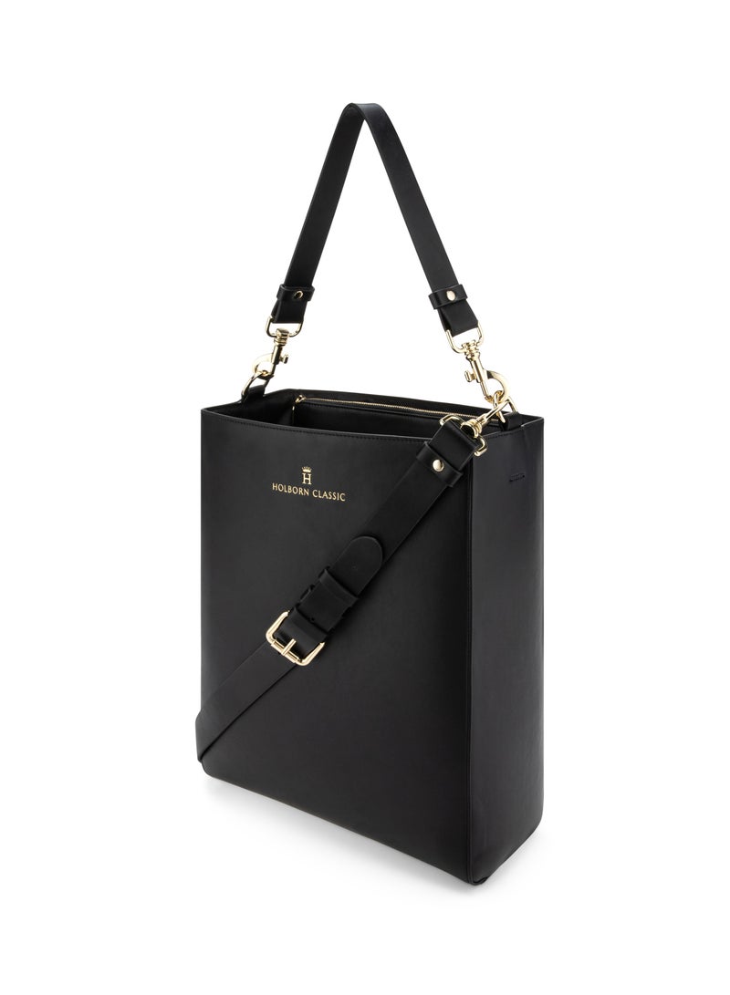 HOLBORN CLASSIC Vertical Tote - Black - Women's Vegan Leather Tote - Image 2