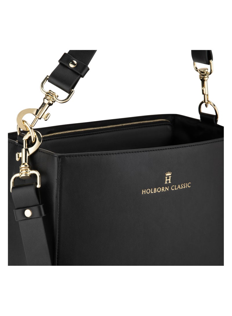 HOLBORN CLASSIC Vertical Tote - Black - Women's Vegan Leather Tote - Image 3